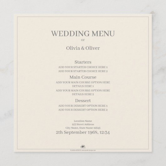 Kussen Trouwpaar in Monochroom Menu (Achterkant)