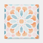 Kussen van Marokkaanse stijl, blauw en oranje, sti Magneet (Voorkant)