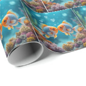 Kussen van oceaanvissen met hartbellen cadeaupapier (Rol Hoek)