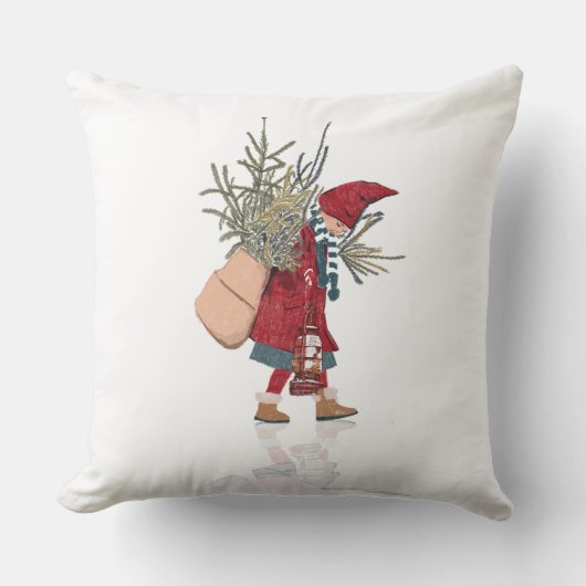 Kussen 'Vintage Kerst Kleine Helper' (Voorkant)