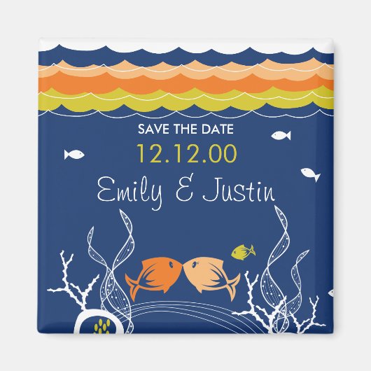 Kussen Vis & Koralen onder het Zee Save the Date Magneet (Voorkant)
