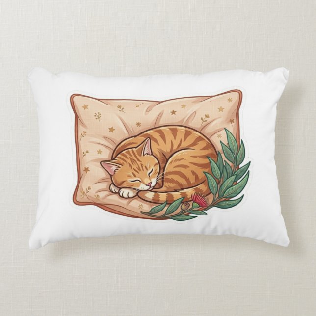 Kussen voor comfortabele slaap met kat ontwerp (Voorkant)