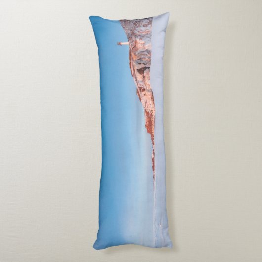 Kussen vuurtoren op de rand van de klif en het ijs (Achterkant (Verticaal))