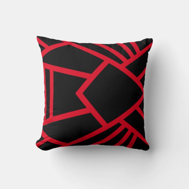 Kussen zwart & rood moderne abstracte geometrische (Voorkant)
