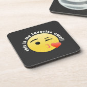 Kussend Hart Emoji Bier Onderzetter (Linkerzijde)