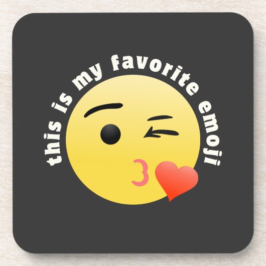 Kussend Hart Emoji Bier Onderzetter (Voorkant)