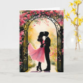 Kussend paar in de tuin Valentijn Kaart (Gele Bloem)