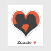 Kussend Paar Silhouet op Rode Hart Sticker (Vel)
