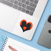 Kussend Paar Silhouet op Rode Hart Sticker (Laptop met iPhone)