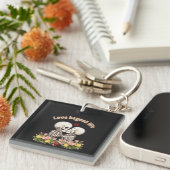 Kussend skeletkoppel met bloemgotiek sleutelhanger (Voorkant Rechts)