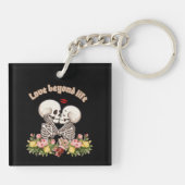 Kussend skeletkoppel met bloemgotiek sleutelhanger (Achterkant)