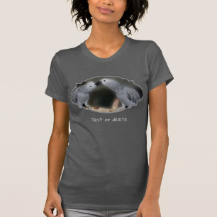 Kussende Afrikaanse Grijze Papegaaien Cute Persoon T-shirt