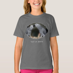 Kussende Afrikaanse Grijze Papegaaien Mooie Gepers T-shirt