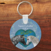 Kussende Eenhoorns Cute Bruiloft Sleutelhanger (Achterkant)