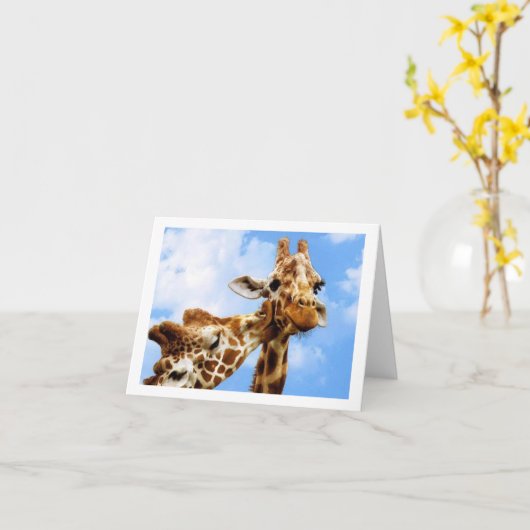 kussende Giraffes Kaart (Gele Bloem)