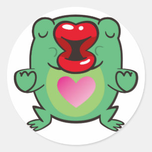 kussende kikker ronde sticker