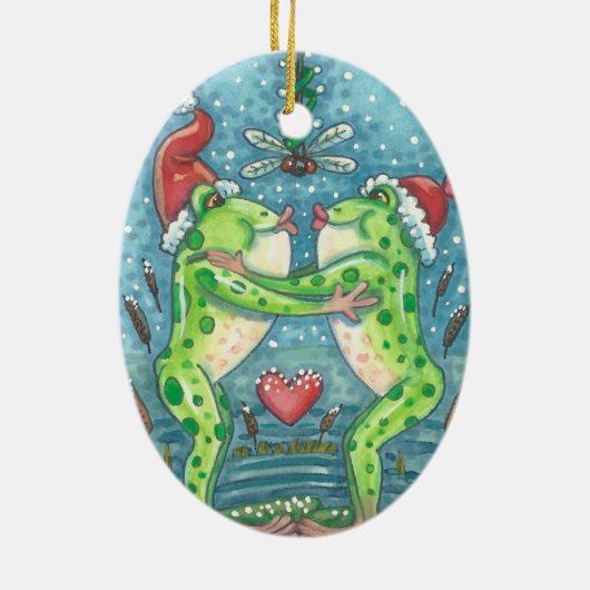 KUSSENDE KIKKERS, DRAGONFLY MISTLETOE ORNAMENT Ova (Achterkant)