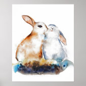 Kussende konijnen poster (Voorkant)
