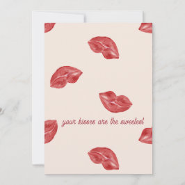 Kussende lippen rood op beige kleur valentijnsdag feestdagenkaart