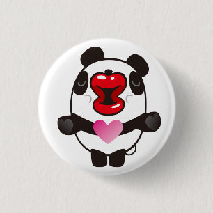 kussende panda ronde button 3,2 cm