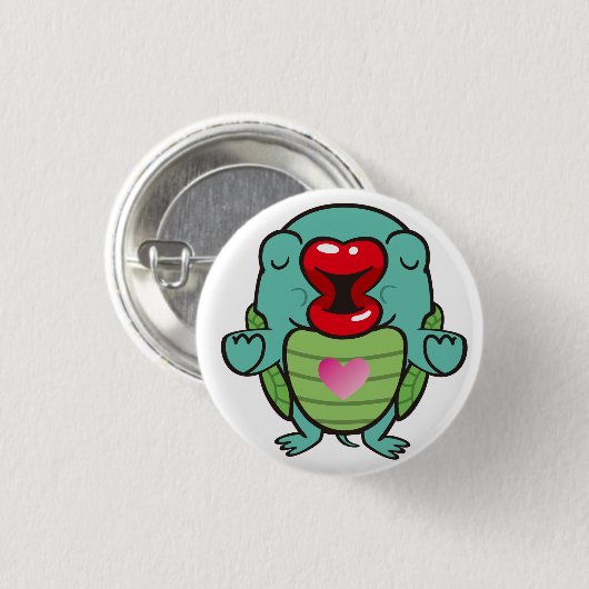 kussende schildpad ronde button 3,2 cm (Voorkant /achterkant)