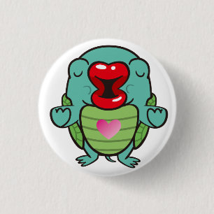 kussende schildpad ronde button 3,2 cm