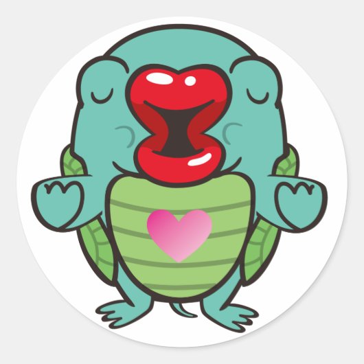 kussende schildpad ronde sticker (Voorkant)