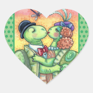 KUSSENDE SCHILDPAD ZIELSVRIENDEN, LIEF TARPON VALE HART STICKER