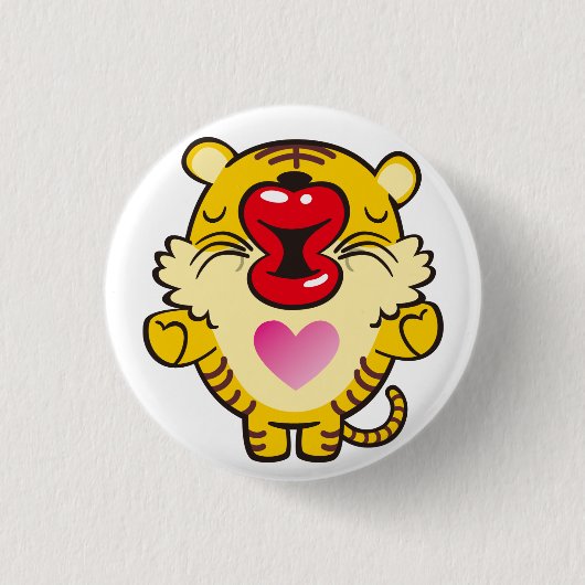 kussende tijger ronde button 3,2 cm (Voorkant)