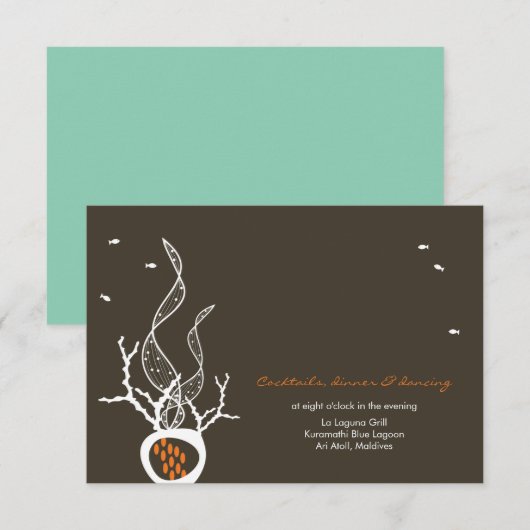 Kussende Vissen Koraal Strand Whimsical Cute Trouw Kaart (Voorkant / Achterkant)