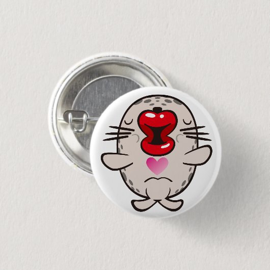 kussende zeehond ronde button 3,2 cm (Voorkant /achterkant)