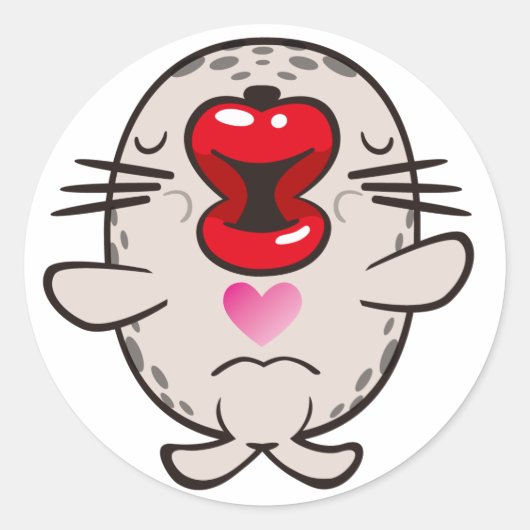 kussende zeehond ronde sticker (Voorkant)