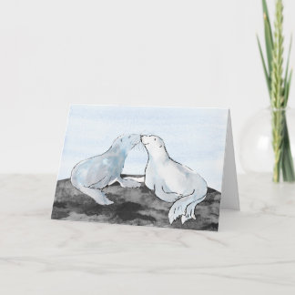 Kussende zeehonden Valentijnskaart Kaart