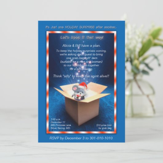 Kussendoos kerstfeestmaal kaart (Staand voorkant)