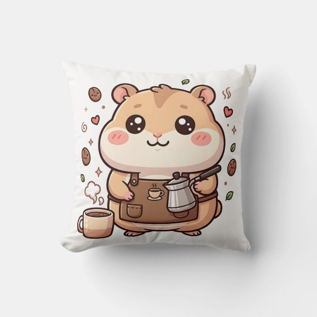Kussenhamster Barista Kussen (Voorkant)