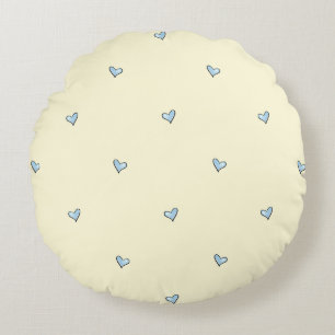 Kussenhoes met kleine blauwe hartjesprint voor de rond kussen