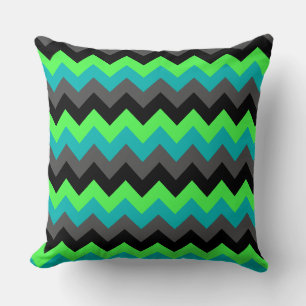 Kussenhoes met moderne zwarte groene chevrons kussen