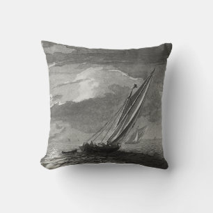 Kussenhoes met vintage kunst zeilboot thema kussen