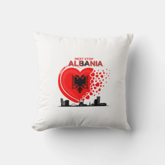 Kussenhoes Next Stop Albanië Hart Ontwerp Kussen