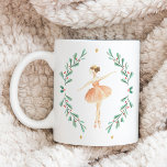 Kussenkerst met botanische kerst mok<br><div class="desc">Nutkraker waterverf ballerina botanische kerstfeestelijke mok.</div>