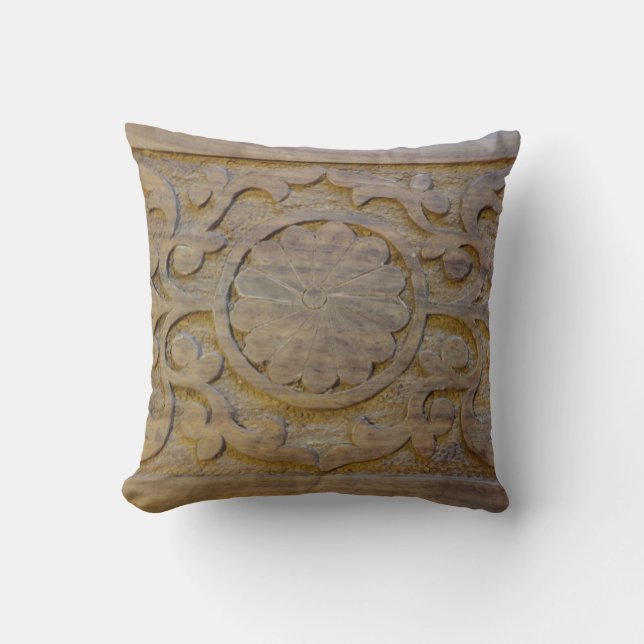 Kussens Gestructureerd Teakhout Scroll Design (Voorkant)