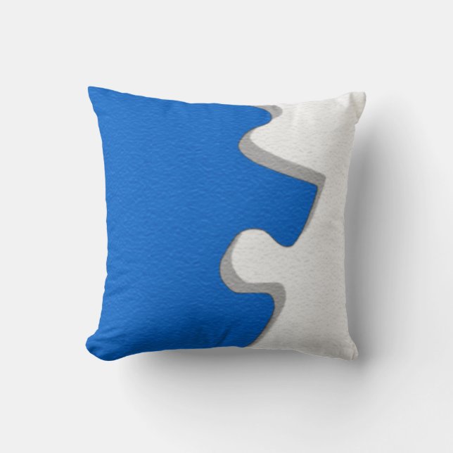 Kussens met blauw puzzelstuk (Voorkant)