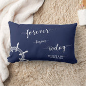 Kussens van de Nautical Navy Blue Lumbar Weddensch (Deken)