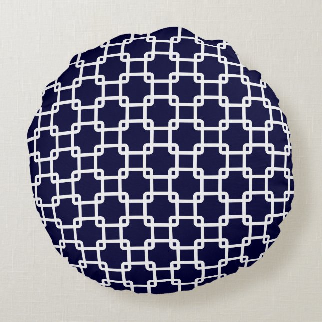 Kussens van de Navy Blue Square Link Round (Achterkant)