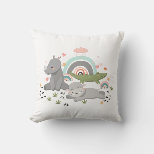 Kussens versierd met een grappige illustratie. (Voorkant)