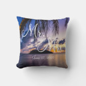 Kussens voor het paarse strandhuwelijk van de heer (Voorkant)