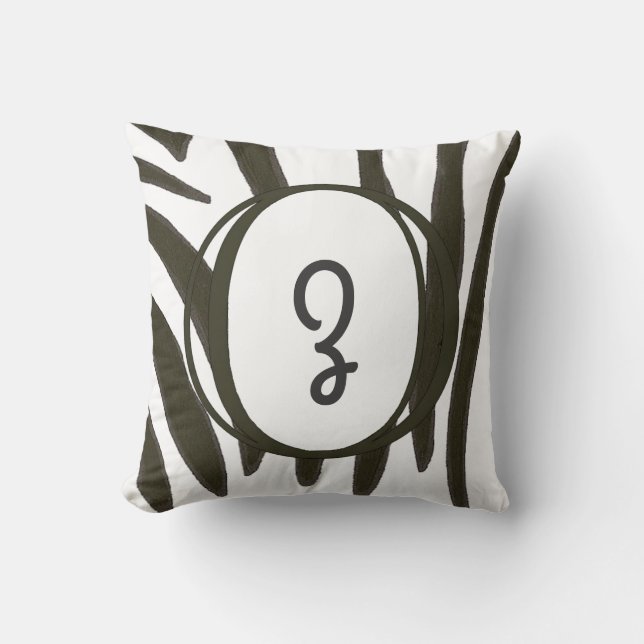 Kussens voor Zebra Print Stripes Monogram (Voorkant)