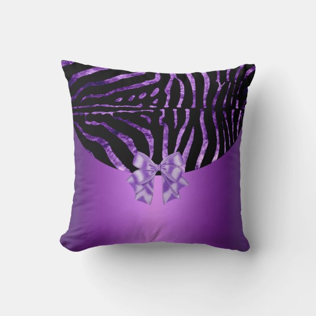 Kussens Zebra Zwart Paars Roze Streep Strik (Voorkant)
