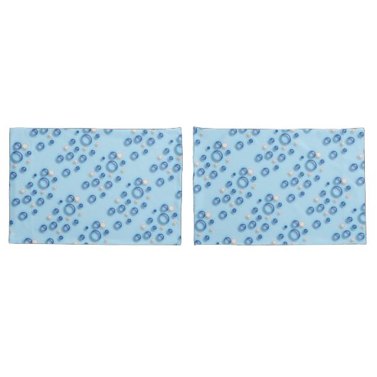 Kussensloop - Blauw en witte belletjes op blauw (Achterkant-Set)