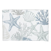 Kussensloop Blue Starfish Seashells Coastal Beach (Voorkant)